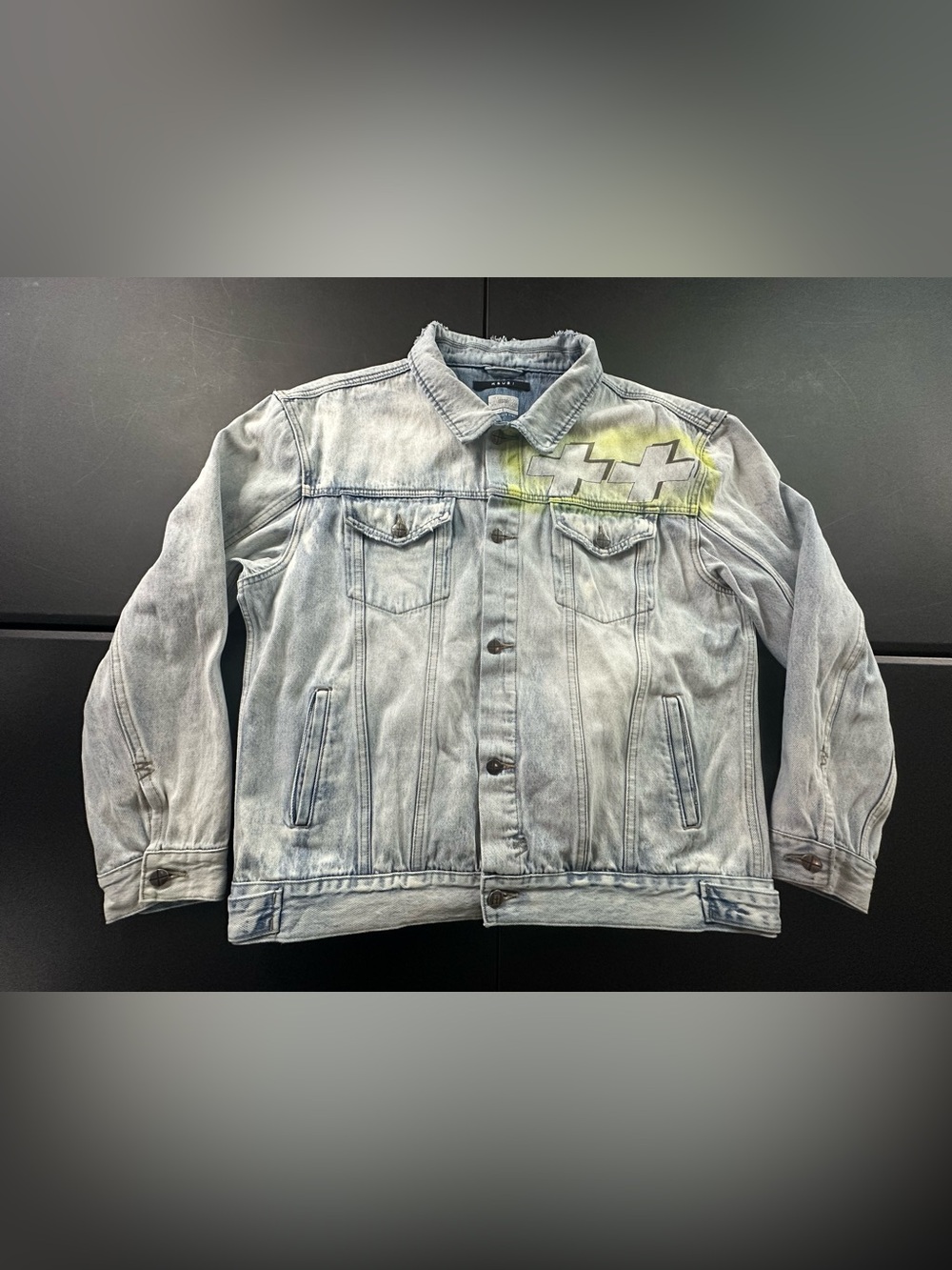 Ksubi Nenon j Light Blue Denim Jacket with Yel